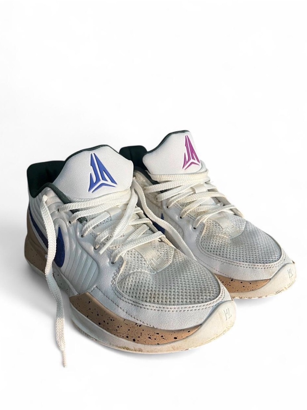 Nike Men's White Sneakers with Blue and Purple Accents (WILL CLEAN IF PURCHASED)
